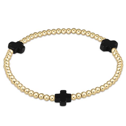 enewton - extends signature cross gold 3mm bead bracelet Onyx - Gaines Jewelers