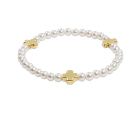 Enewton Extends - Signature Cross Pearl Pattern 4mm Bead Bracelet - Gold - Gaines Jewelers