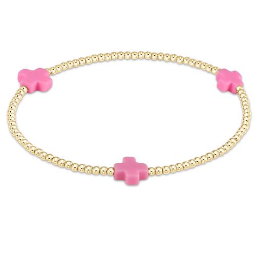 enewton - Signature Cross Bright Pink Gold Pattern 2mm Bead Bracelet - Gaines Jewelers