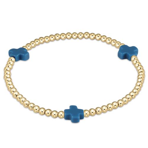 enewton - Signature Cross Cobalt Gold Pattern 3mm Bead Bracelet - Gaines Jewelers