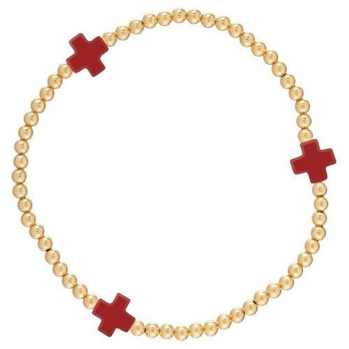 enewton - Signature Cross Coral Gold Pattern 3mm Bead Bracelet - Gaines Jewelers