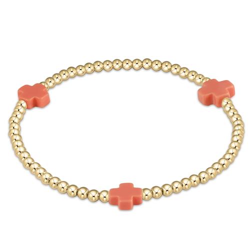 enewton - Signature Cross Coral Gold Pattern 3mm Bead Bracelet - Gaines Jewelers