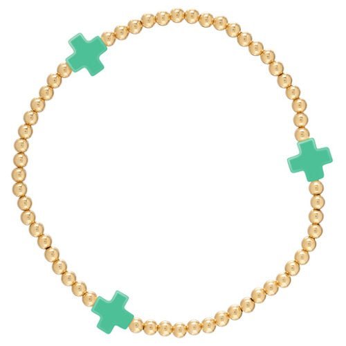 enewton - Signature Cross Emerald Gold Pattern 3mm Bead Bracelet - Gaines Jewelers