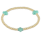 enewton - Signature Cross Mint Gold Pattern 3mm Bead Bracelet - Gaines Jewelers