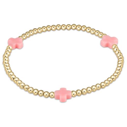 enewton - Signature Cross Pink Gold Pattern 3mm Bead Bracelet - Gaines Jewelers