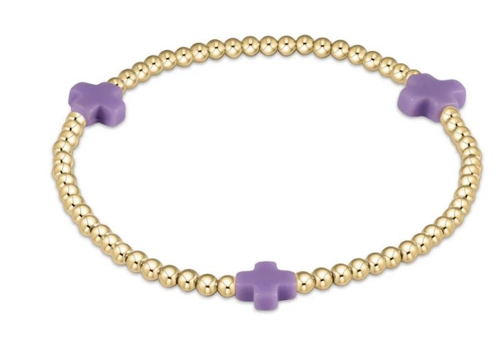 enewton - Signature Cross Purple Gold Pattern 3mm Bead Bracelet - Gaines Jewelers