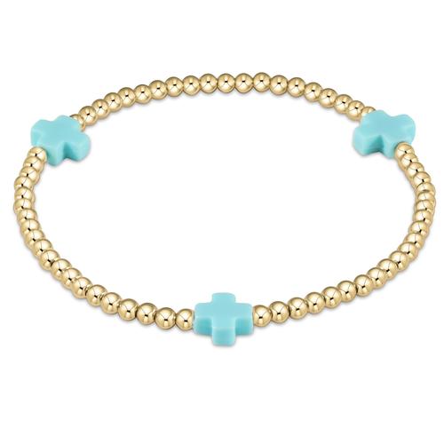 enewton - Signature Cross Turquoise Gold Pattern 3mm Bead Bracelet - Gaines Jewelers