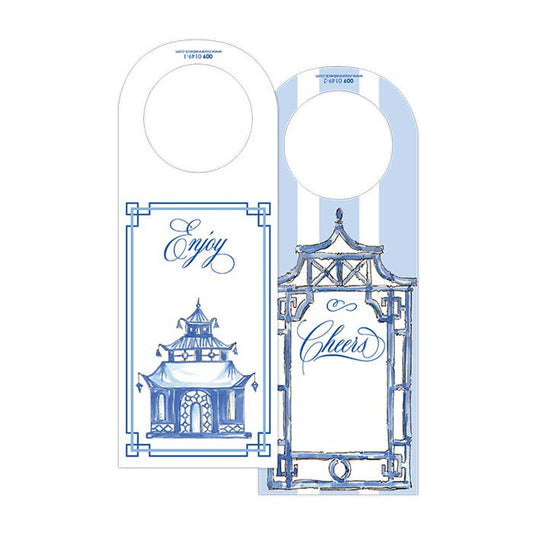 Enjoy Blue Pagoda Cheers Die - Cut Wine Tag - RosanneBeck Collections - Gaines Jewelers