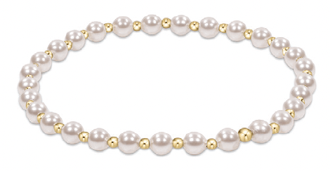 extends Classic Grateful Pattern 4mm Bead Bracelet - Pearl - enewton - Gaines Jewelers