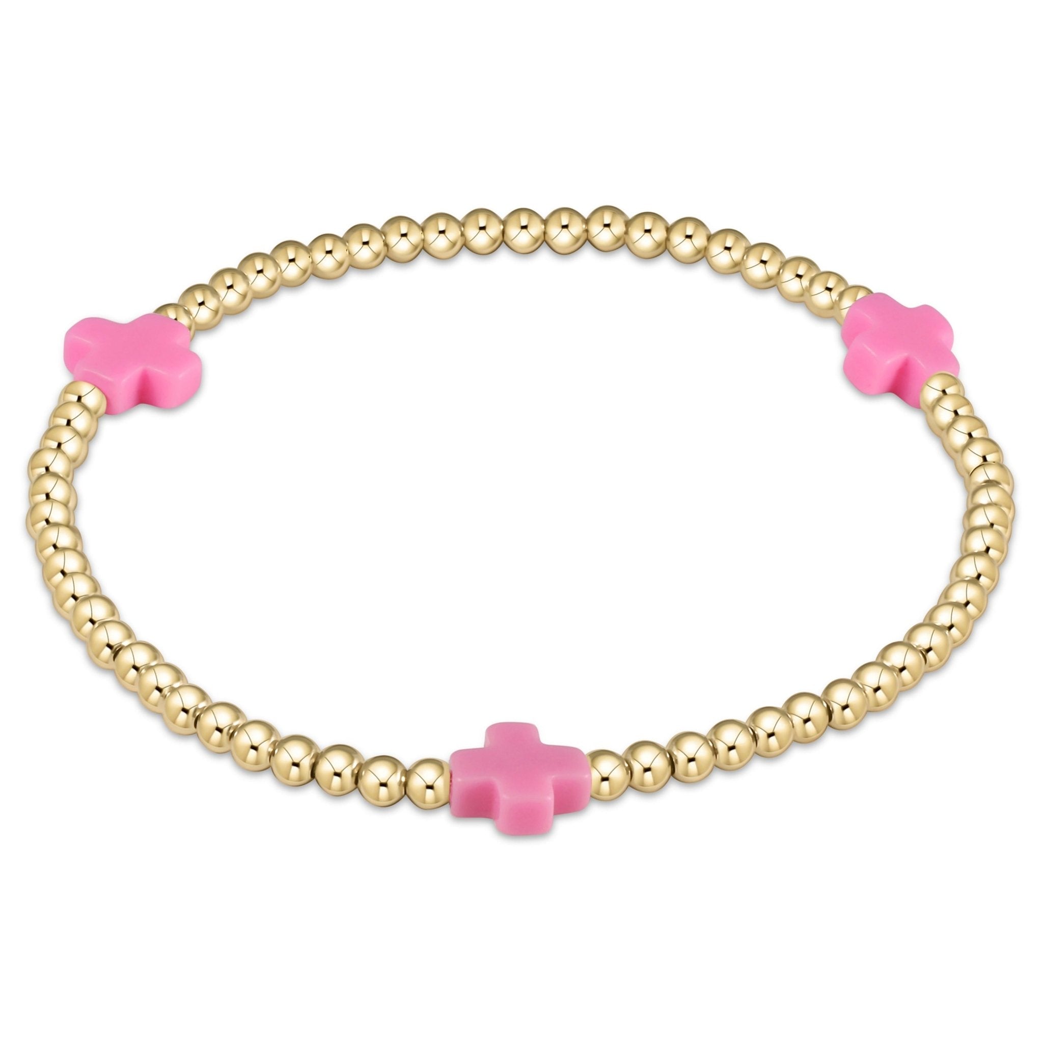 extends Signature Cross 3mm Gold Bracelet - Bright Pink - enewton - Gaines Jewelers
