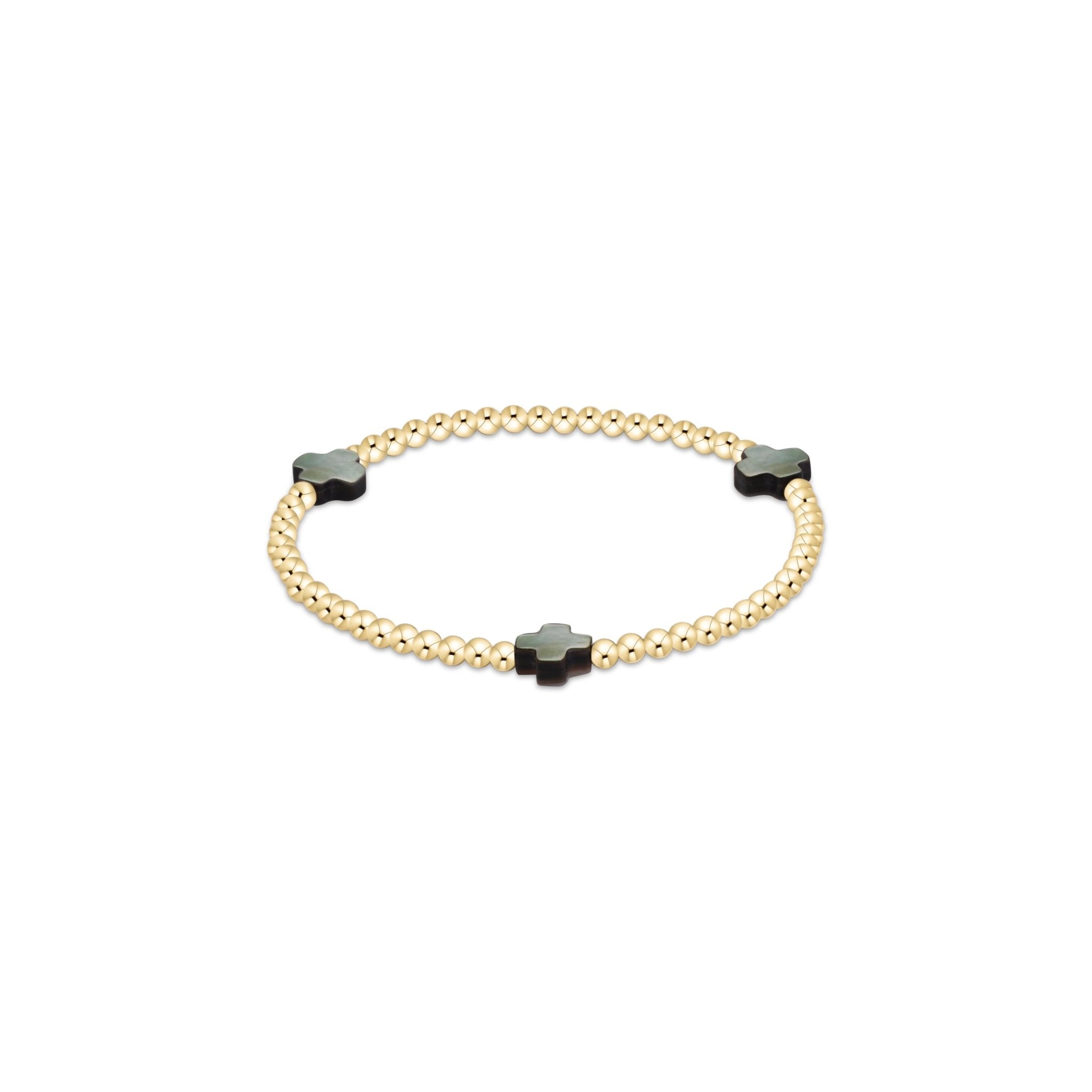 Extends Signature Cross 3mm Gold Bracelet - Mother Of Pearl - Black Tahitian - Enewton - Gaines Jewelers