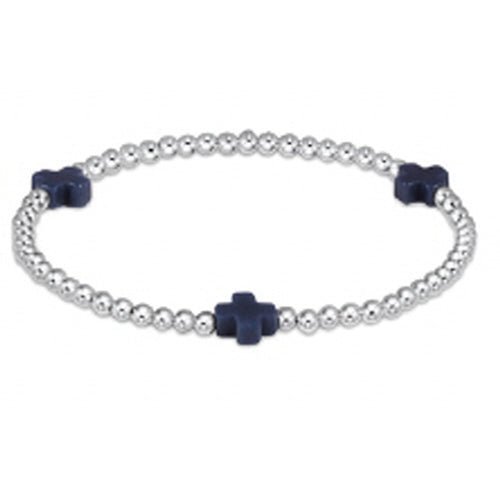 extends signature cross sterling 3mm bead bracelet - enewton Navy - Gaines Jewelers