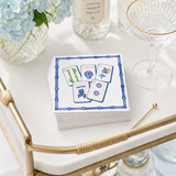 Preppy Mahjong Linen-Feel Lunch Napkins - Maven Home
