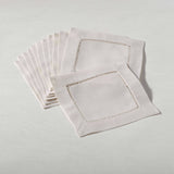 Fennco Styles - Beige Classic Hemstitch Linen Blend 6 - Inch Napkin Coaster - Gaines Jewelers