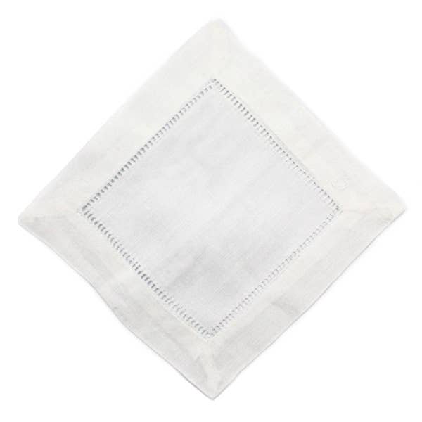 Fennco Styles - White Classic Hemstitch Linen Blend 6 - Inch Napkin Coaster - Gaines Jewelers