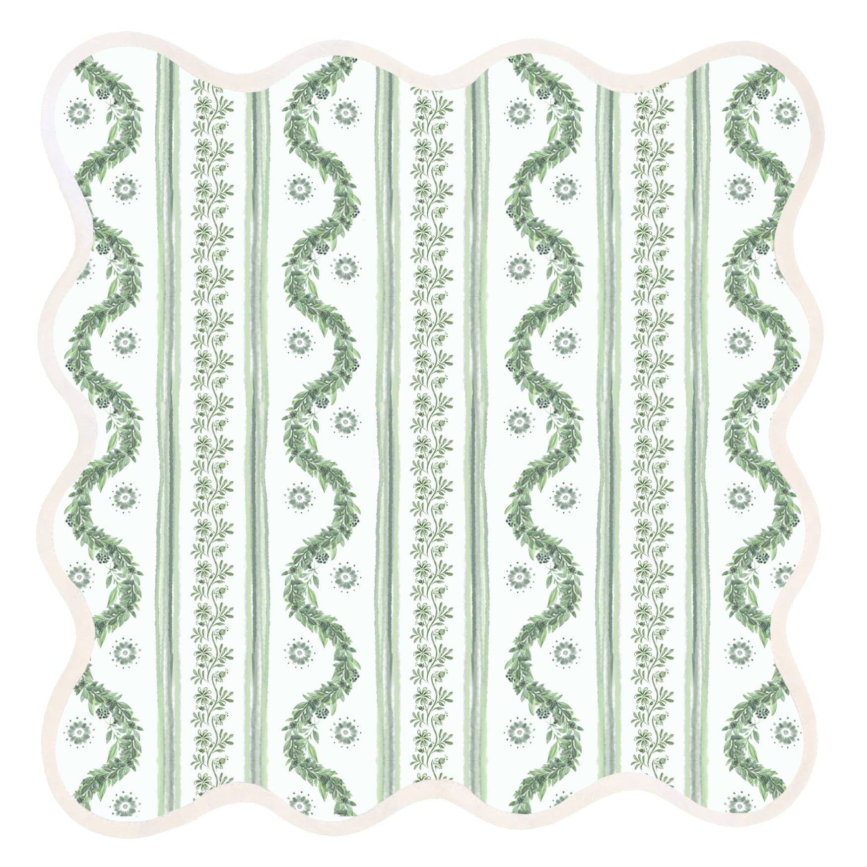 Fenwick Fields - Square Scalloped Placemat | Boxwood Garden Sage (4 pack): 4 - Gaines Jewelers