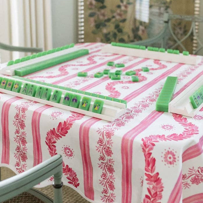 Fenwick Fields - WHOLESALE Scalloped Square Table Topper | Boxwood Garden Rose - Gaines Jewelers