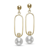 Oval Drop Earrings in 14kt and 7-7.50mm Freshwater Pearls - Mastoloni