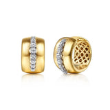 Fiora - 14K White Yellow Gold Diamond Huggie Earrings - Gabriel & Co. - Gaines Jewelers