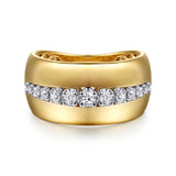 Fiora - 14K White Yellow Gold Diamond Wide Band Ring - Gabriel & Co. - Gaines Jewelers