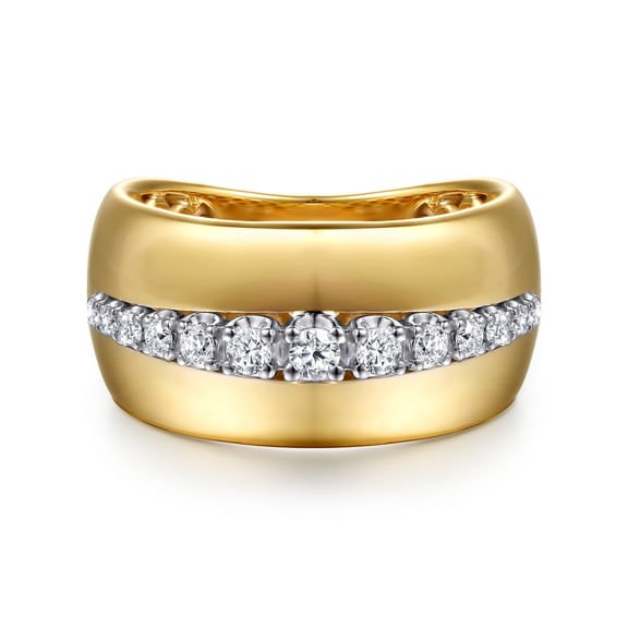 Fiora - 14K White Yellow Gold Diamond Wide Band Ring - Gabriel & Co. - Gaines Jewelers