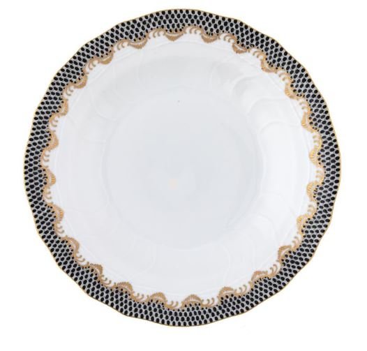 Fish Scale Black Dessert Plate - Herend - Gaines Jewelers