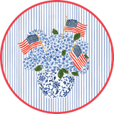 Flags And Hydrangeas Paper Placemats Round 12" - Caspari - Gaines Jewelers