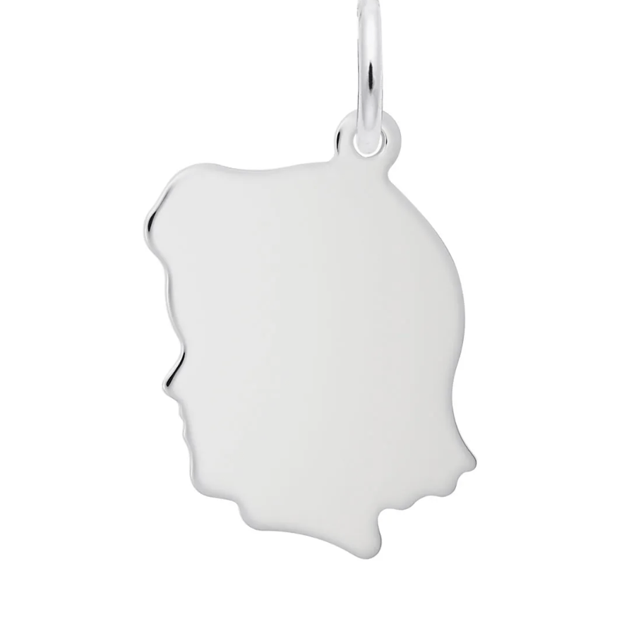 Flat Girls Head Medium Charm - Sterling Silver - Rembrandt Charms - Gaines Jewelers