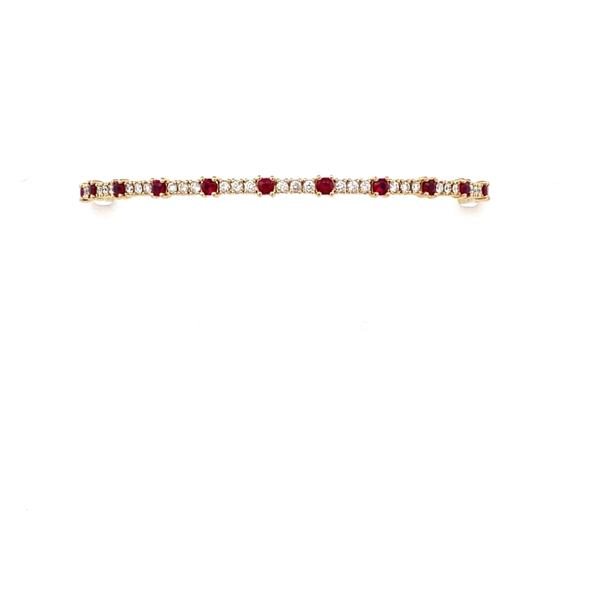 Flex bangle bracelet with diamonds & rubies 14ktyellow gold - Gaines Jewelers