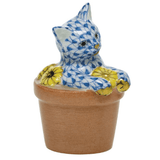 Flower Pot Kitty in Blue - Herend - Gaines Jewelers