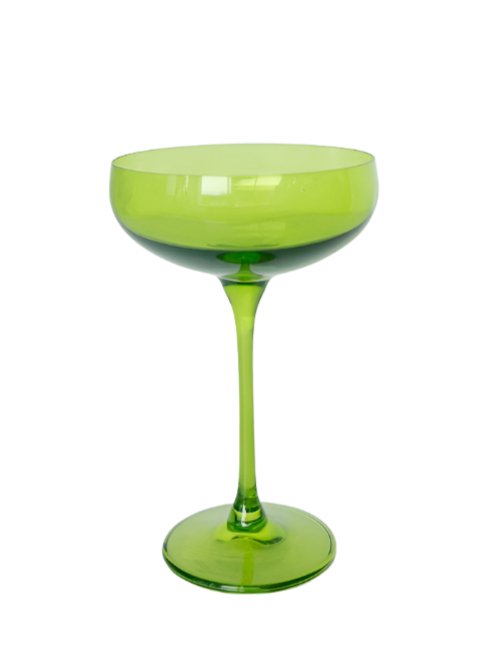 Forest Green Champagne Coupe - Estelle Colored Glass - Gaines Jewelers