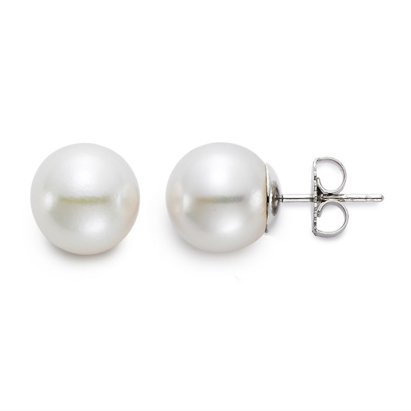Fresh Water Pearl 10.5 - 11mm Stud Earring 14k White Gold - Mastoloni - Gaines Jewelers