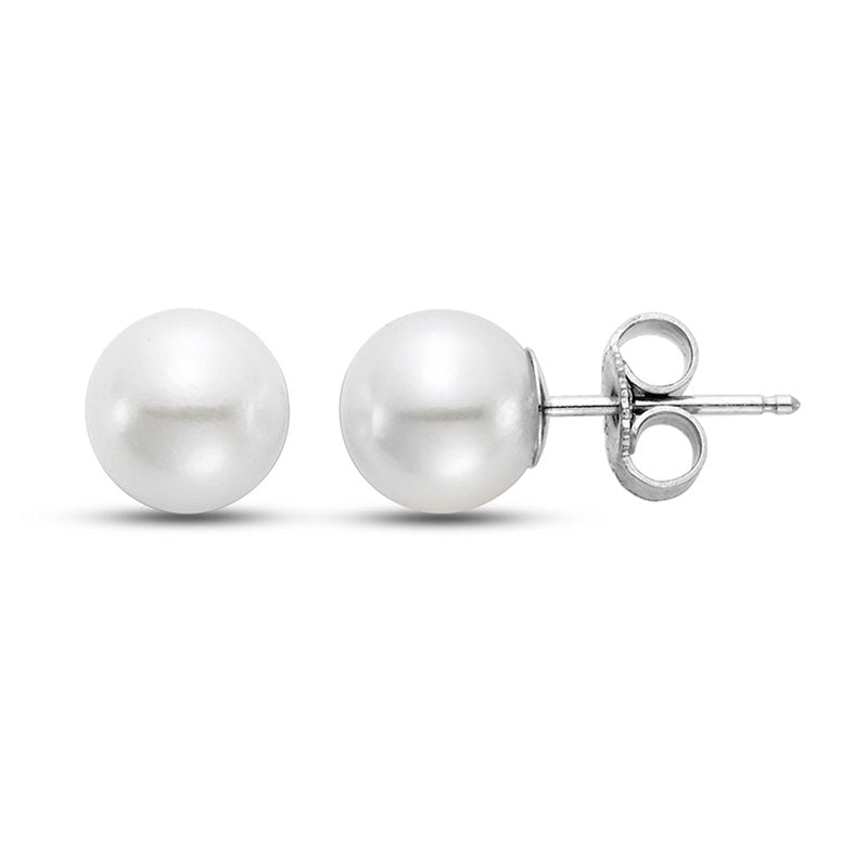 Fresh Water Pearl 8 - 8.5mm Stud Earring 14k White Gold - Mastoloni - Gaines Jewelers
