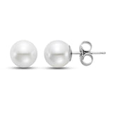Fresh Water Pearl 9 - 9.5mm Stud Earring 14k White Gold - Mastoloni - Gaines Jewelers