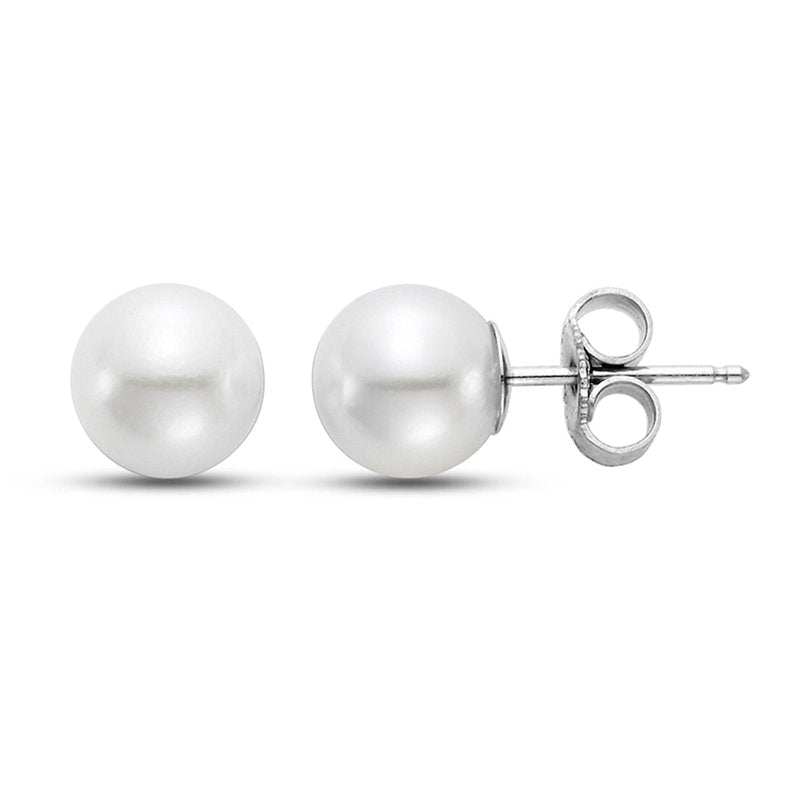Fresh Water Pearl 9 - 9.5mm Stud Earring 14k White Gold - Mastoloni - Gaines Jewelers