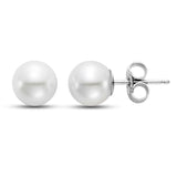 Fresh Water Pearl 9.5 - 10mm Stud Earring 14k White Gold - Mastoloni - Gaines Jewelers