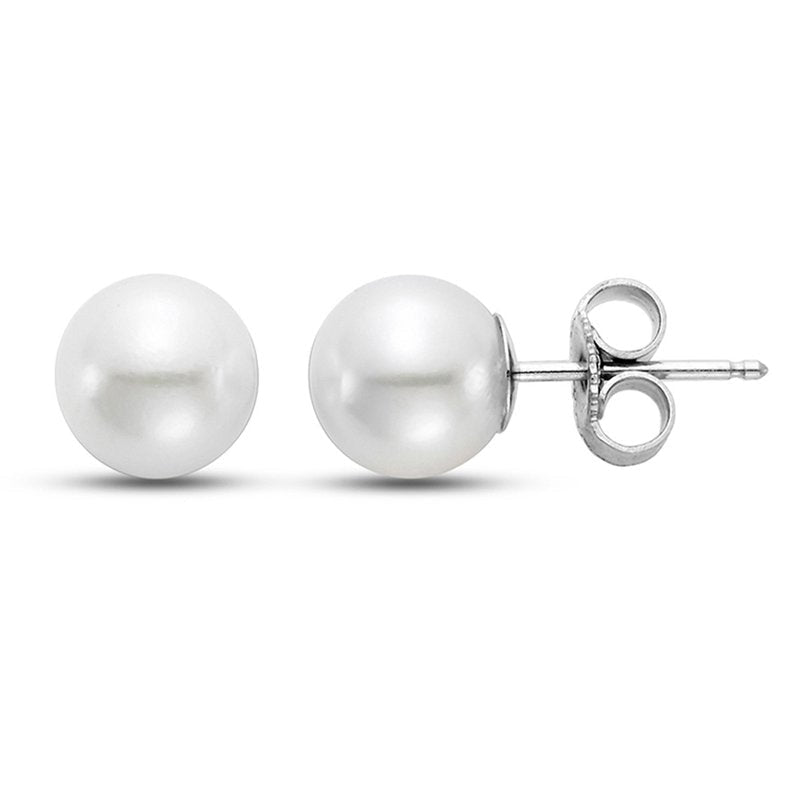 Fresh Water Pearl 9.5 - 10mm Stud Earring 14k White Gold - Mastoloni - Gaines Jewelers