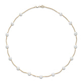 Fresh water pearl necklace, tin cup style with box link, 5.5 - 6mm in 14kt yellow gold by Mastoloni - Gaines Jewelers