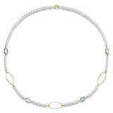 Fresh water pearl necklace with blue topaz in 14kt yellow gold by Mastoloni - Gaines Jewelers