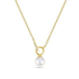 Fresh water pearl pendant with diamond accented bail in 14kt yellow gold by Bassali - Gaines Jewelers