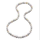 Fresh Water pearl strand, pastels with gold beads 36" 18kt yellow gold by Mastoloni - Gaines Jewelers