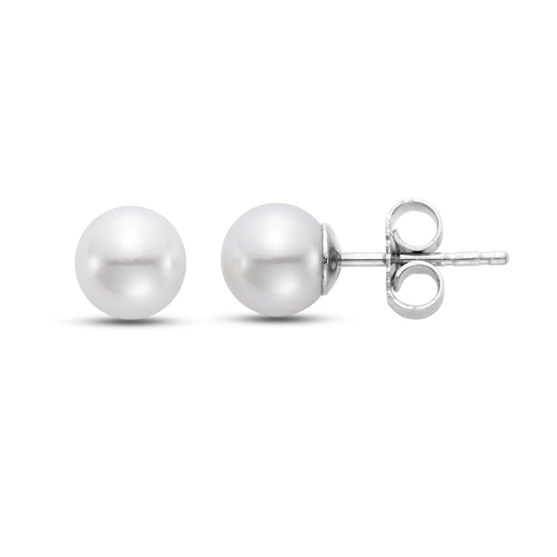 Fresh Water Pearl Studs 6 - 6.5mm 14kt White Gold - Mastoloni - Gaines Jewelers
