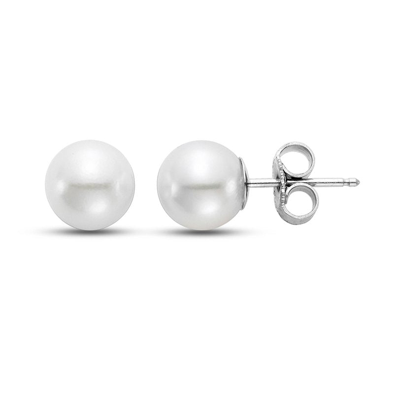 Fresh Water Pearl Studs 7.5 - 8mm 14kt White Gold - Mastoloni - Gaines Jewelers