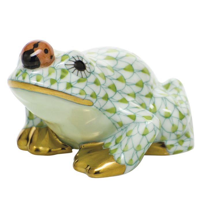 **Frog with Ladybug - Key Lime - Herend - Gaines Jewelers