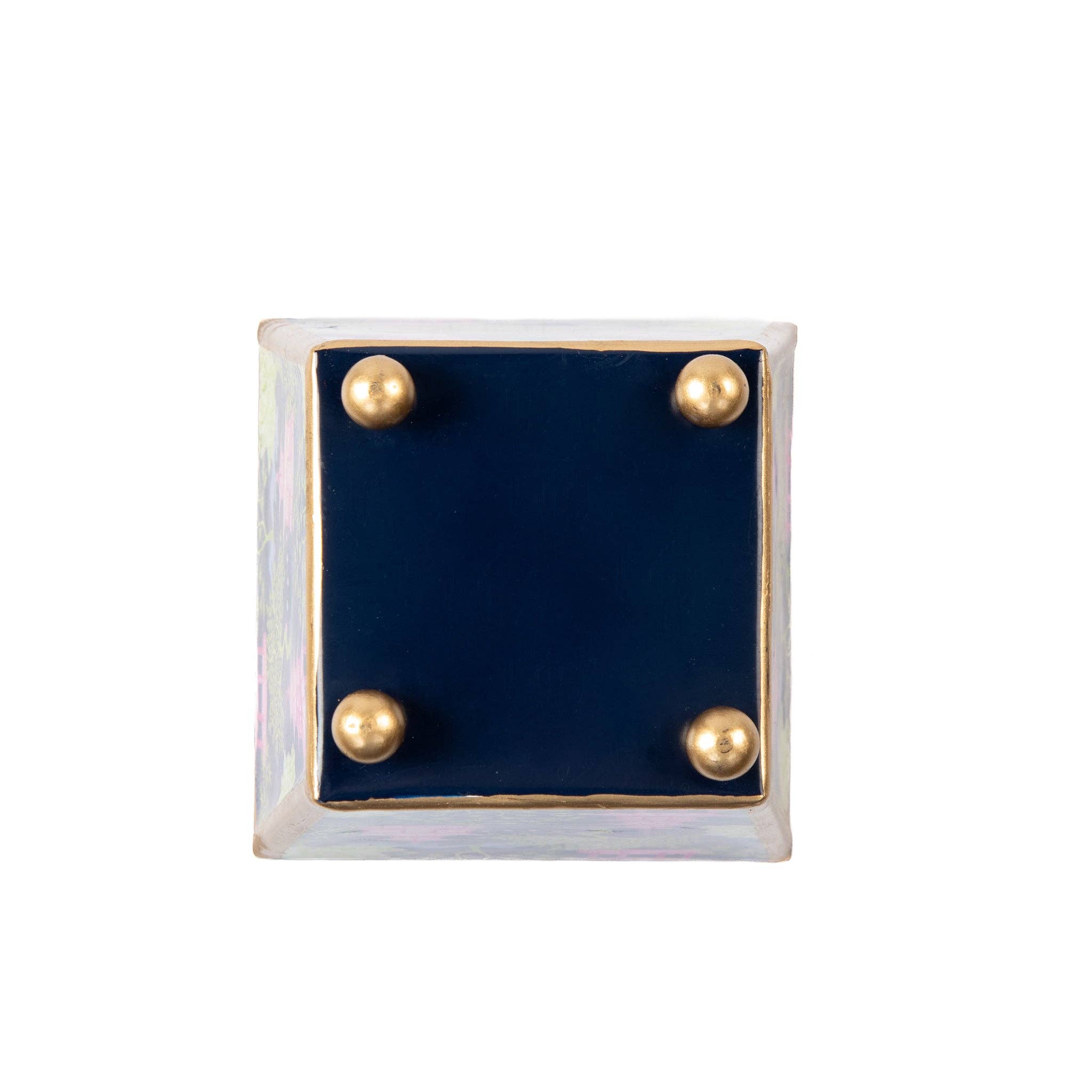 Garden Party Enameled Square Cachepot Planter: Navy & Lime - 4 inch - Jaye's Studio - Gaines Jewelers