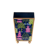 Garden Party Enameled Square Cachepot Planter: Navy & Lime - 4 inch - Jaye's Studio - Gaines Jewelers