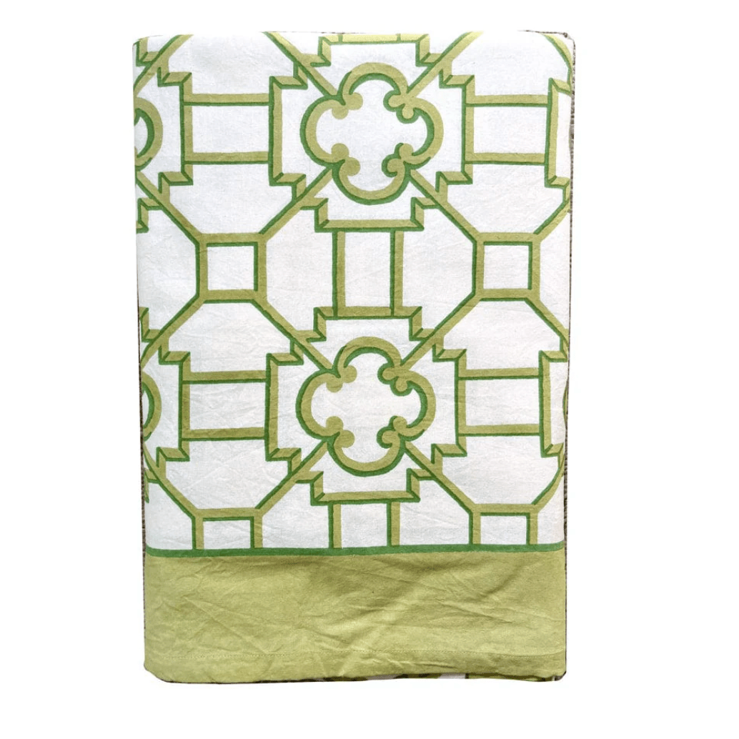Garden Trellis Cloth Tablecover in Green - Caspari - Gaines Jewelers