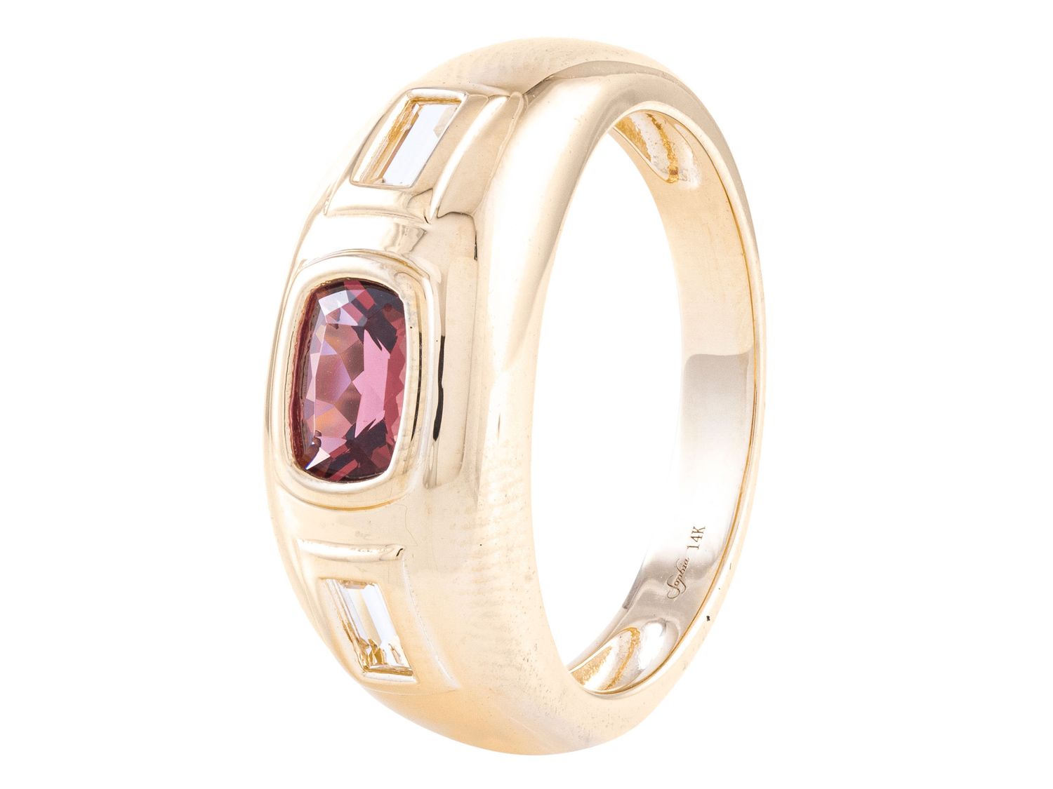 Garnet & white topaz ring in band style 14kt yellow gold - Gaines Jewelers