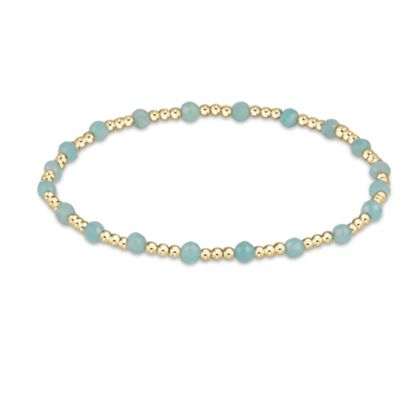 Gemstone Gold Sincerity Pattern 3mm Bead Bracelet - Amazonite - Enewton - Gaines Jewelers