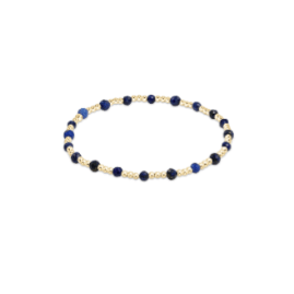Gemstone Gold Sincerity Pattern 3mm Bead Bracelet - Lapis - Enewton - Gaines Jewelers